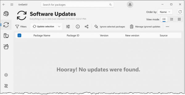 UniGetUI, no updates found!