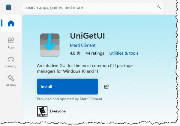 UniGetUI in the Microsoft Store.