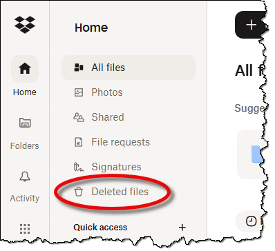 Dropbox Deleted Files folder.