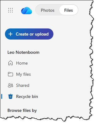 The OneDrive Recycle Bin at OneDrive.com