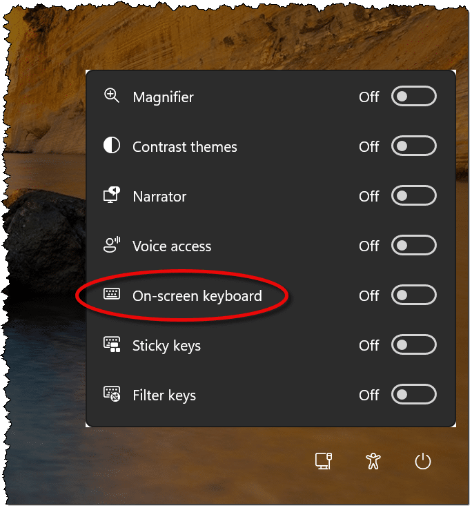 Sign-in accessibility options.