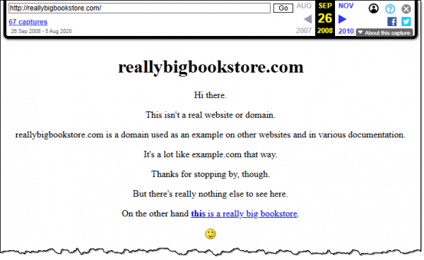 reallybigbookstore.com as it appeared in 2008.
