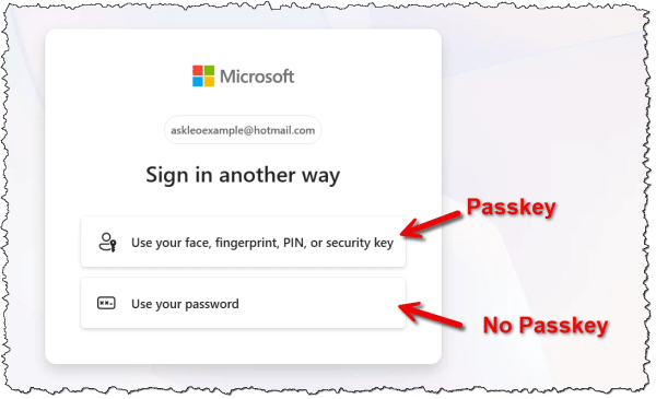 Sign in options.
