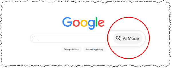 Google's AI mode option in the search box.