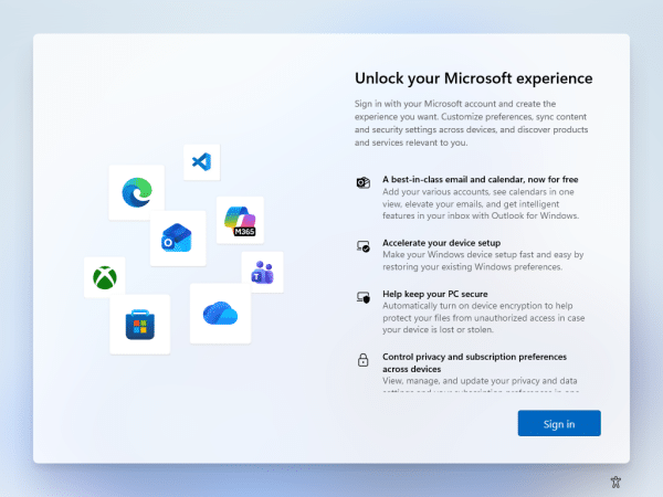 Microsoft Account Propaganda before sign in.