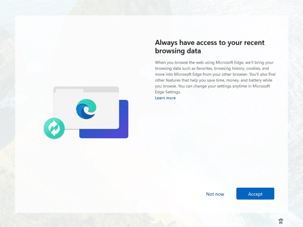 Import recent browsing data from other browsers.